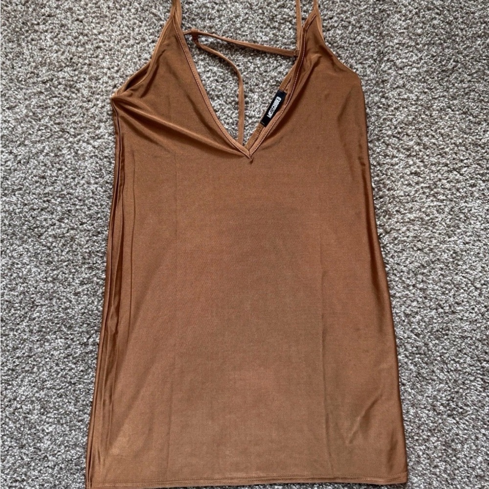 Missguided US 0 Gold Satin Mini Slip Dress